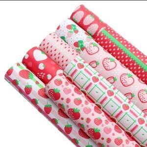 9 piece faux leather craft sheets 8x13" Strawberry SMOOTH TEXTURE